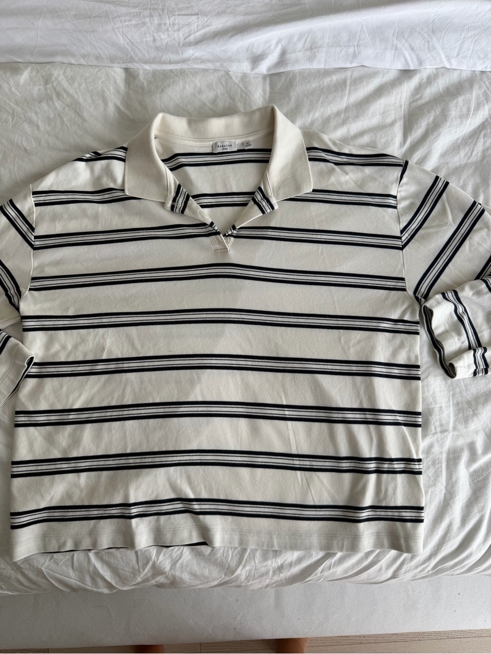 Babaton Cream and Black Striped Polo Top